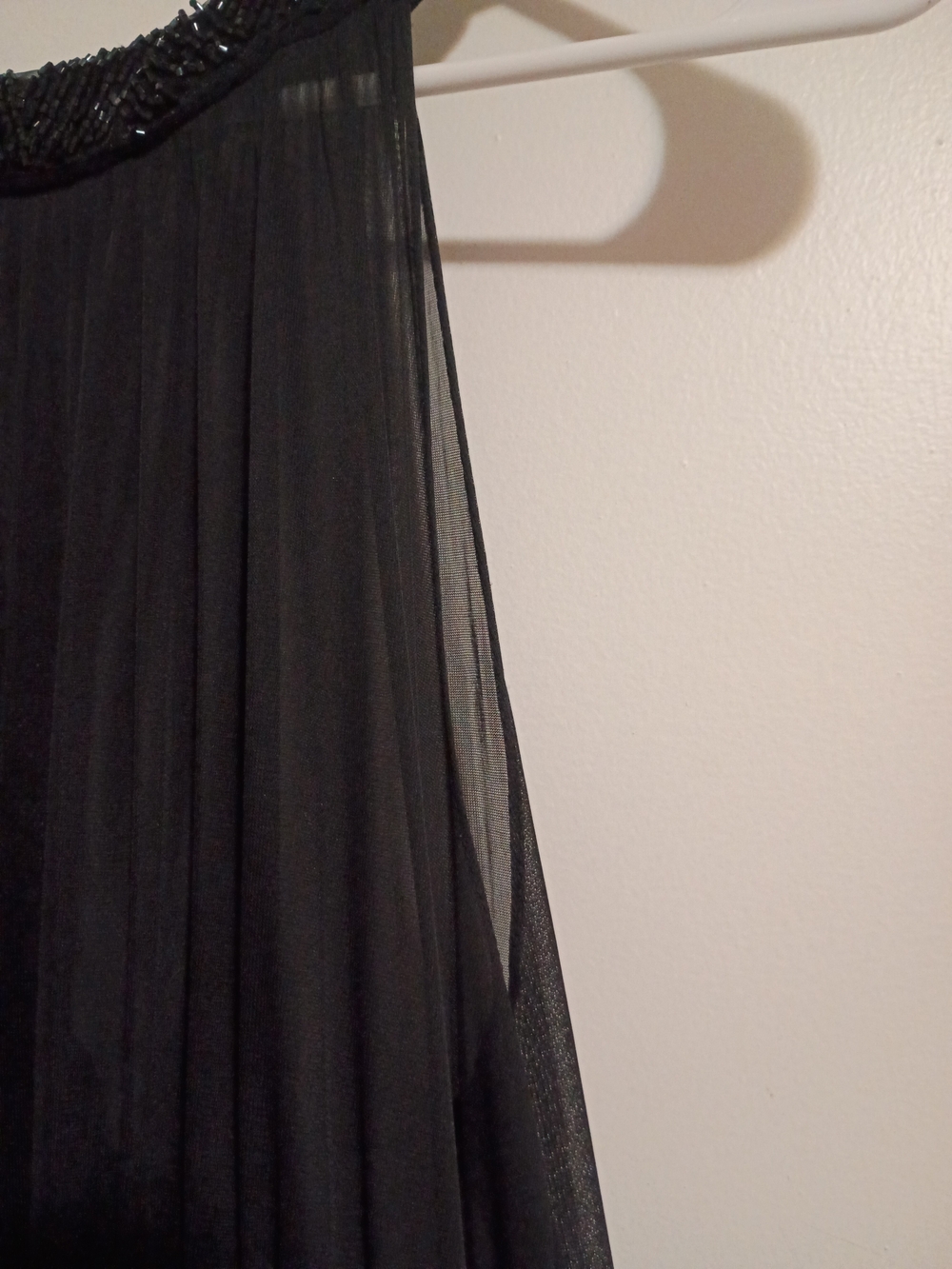 Black Beaded Halter Evening Dress